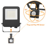 LED Flood Light 3CCT Tunable 3 Wattage Adjustable with Plug and Play PIR Sensor