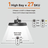 LED UFO High Bay Light 3CCT Tunable 3 Wattage Adjustable 3 Beam Angle Switchable