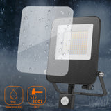 LED Flood Light 3CCT Tunable 3 Wattage Adjustable with Plug and Play PIR Sensor